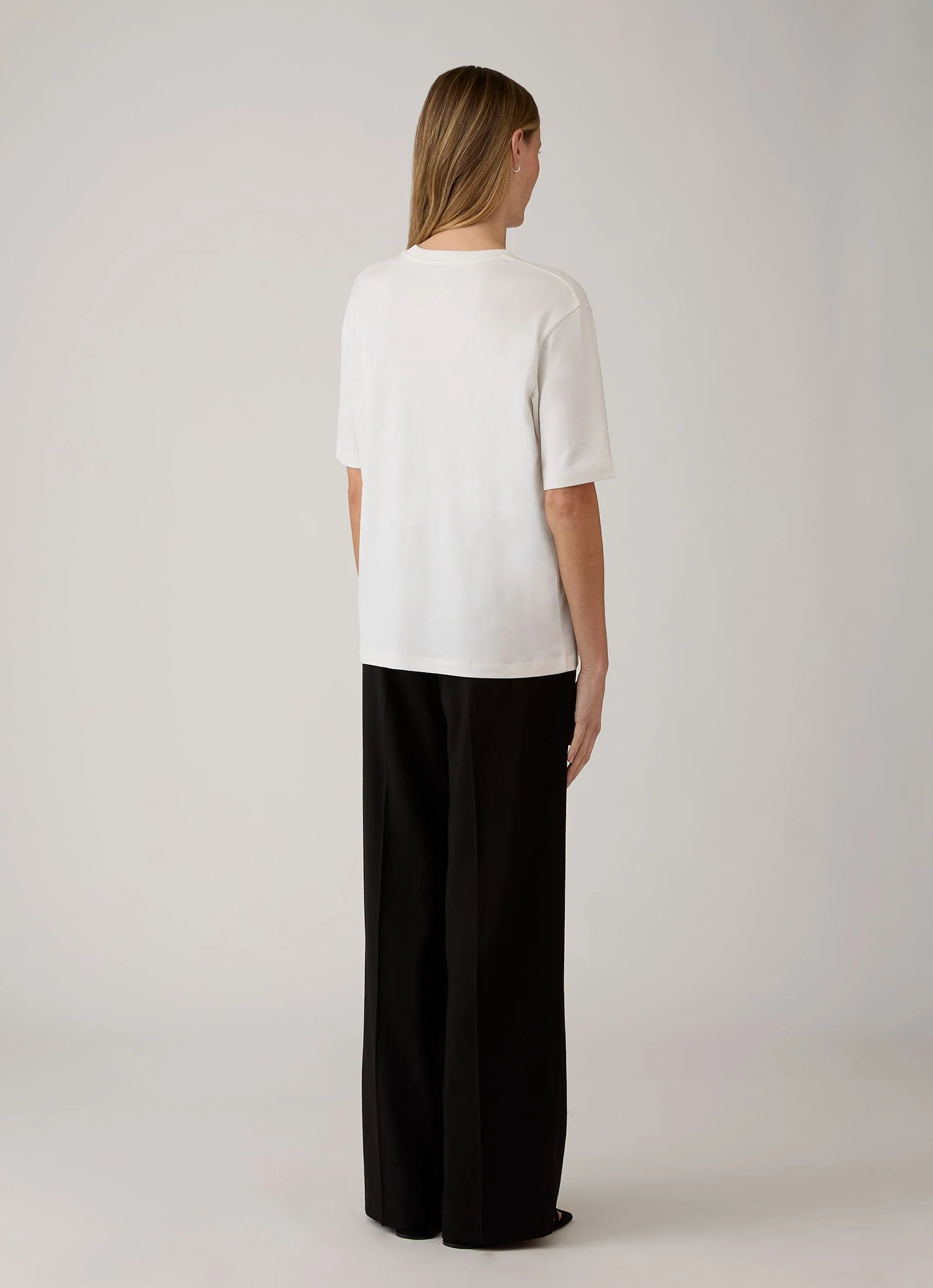 Women's Silk Cotton T-shirt in White - Image 3