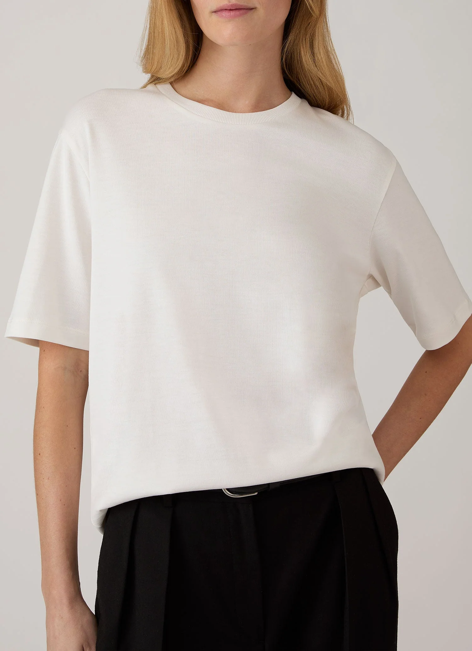 Women's Silk Cotton T-shirt in White - Image 4