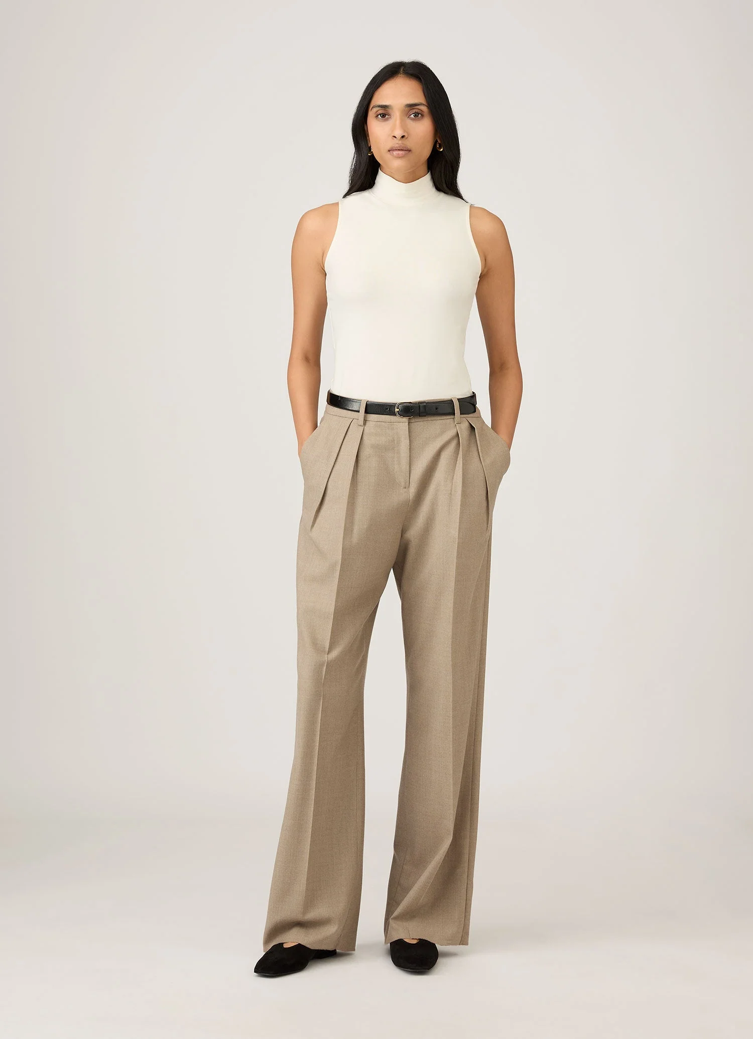Women's Sleeveless High Neck Top in Ecru - Image 2